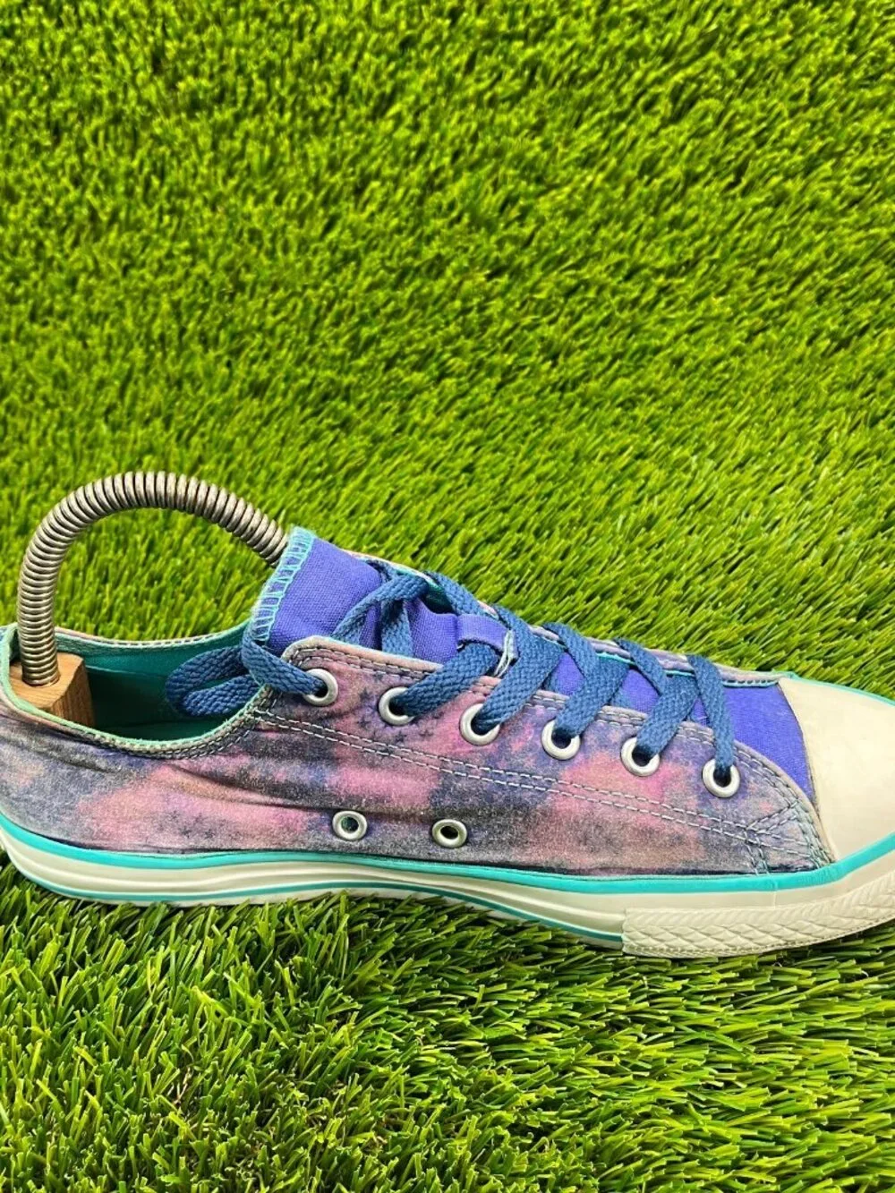 Converse Tie Dye‎ Blue Star Double Tongue Girl Size 6Y Casual Shoes Sneakers
